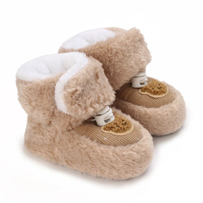 Chaussons Bébé Ourson en Coton Doux – Semelle Souple & Intérieur Moelleux