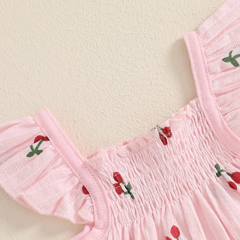 Ensemble d’été bébé fille 2 pièces smocké – tenue légère avec bloomer