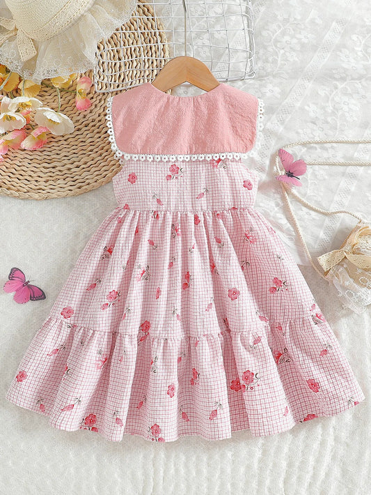 Robe rose imprimée – Fille (été)