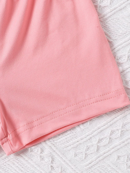 Ensemble Bébé Fille “Petit Chat” – T-shirt & Short Rose (1–3 ans)