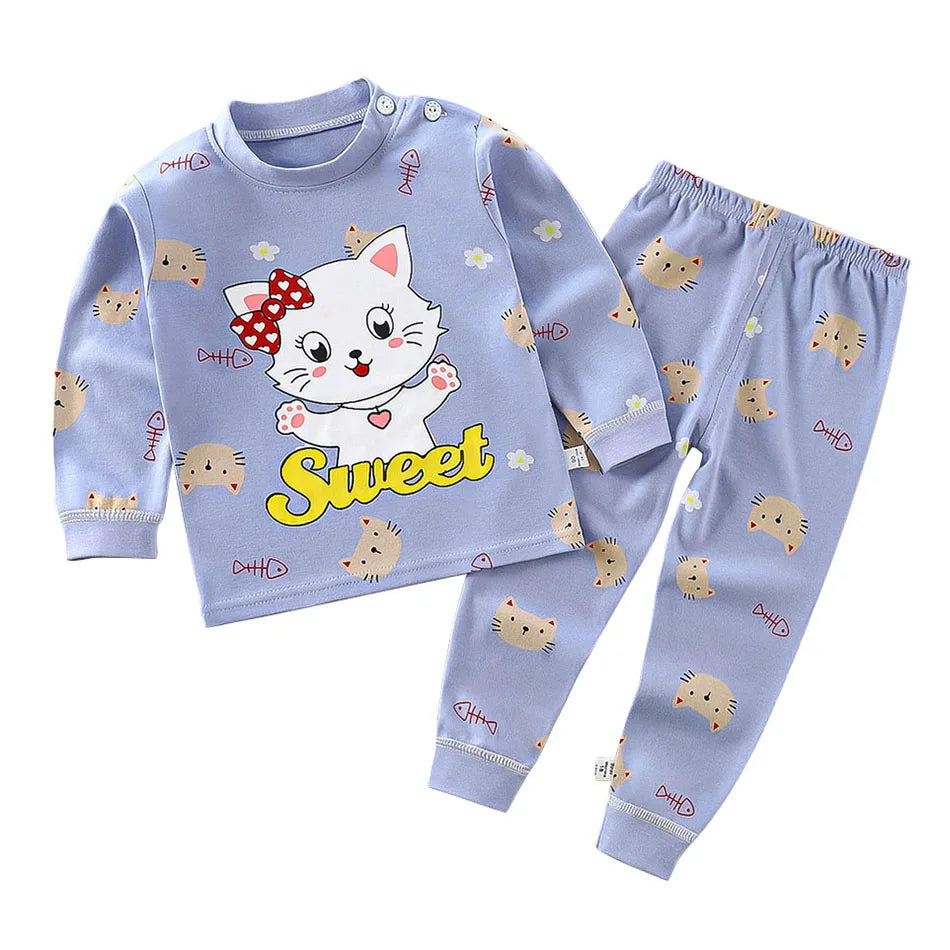Ensemble de pyjamas en coton pour enfants, vêtements de nuit pour garçons et filles, vêtements de nuit pour enfants, vêtements de maison, vêtements de détente de dessin animé, automne et hiver