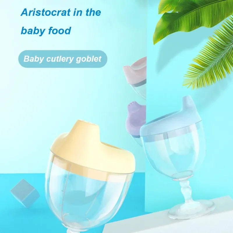 Novelty Wine Glass Shaped Sippy Cup with Lid 150ml Baby Learning Drinking Bottle Kids Toldder Nursing Bottle Infant Feeding Cups