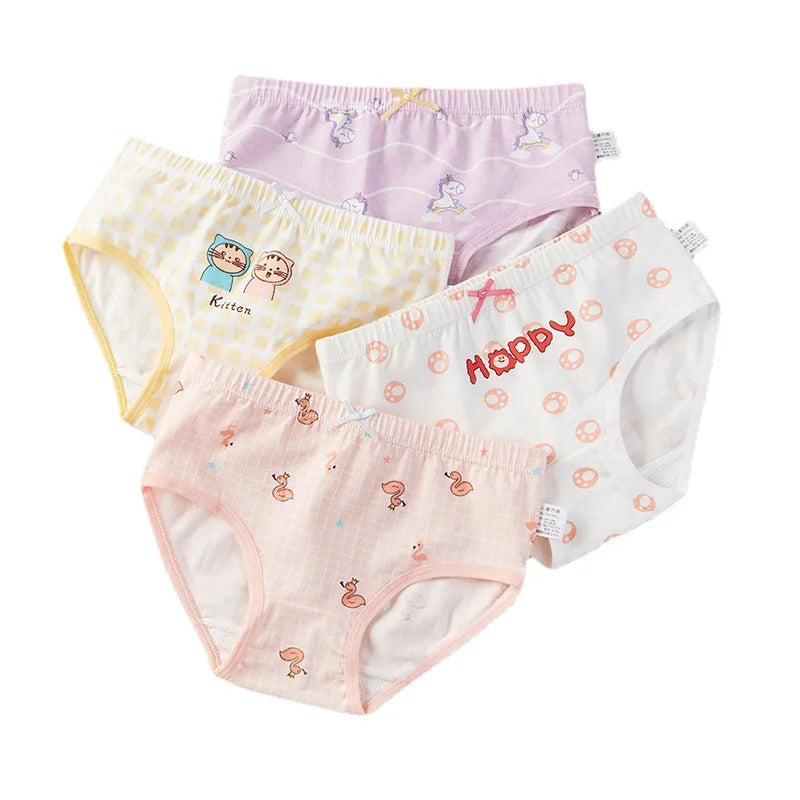 Lot de 4 Culottes Fille en Coton Doux – Confort Petit Trésor