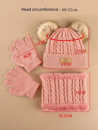 Ensemble hiver enfant 3 pièces – Bonnet, cache-cou et gants chauds