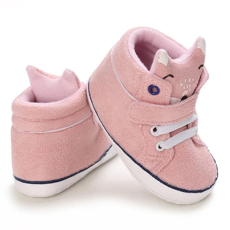 Chaussures premiers pas bébé fille – Semelle souple antidérapante – Fermeture scratch (0–12 mois)