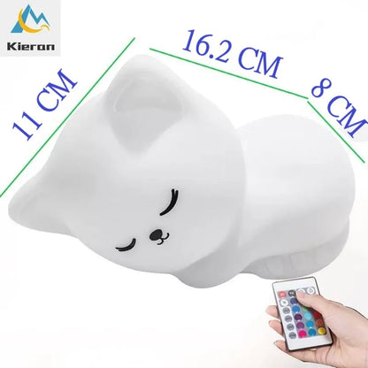 Veilleuse bébé chat en silicone tactile rechargeable – Lampe de nuit douce multicolore