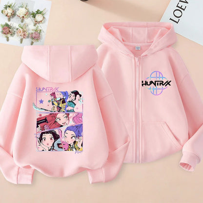 Sweat à Capuche Zippé Enfant – Style K-Pop Moderne (7–12 ans)