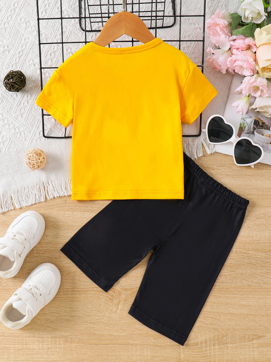 Ensemble Enfant Sporty Chic – T-shirt Jaune & Pantalon Noir