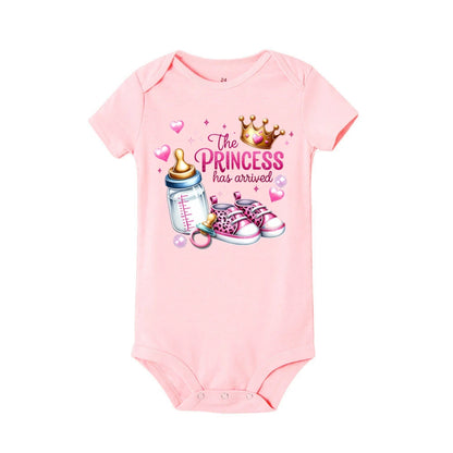 Barboteuse bébé fille “La princesse est arrivée” – Manches courtes – 0 à 24 mois