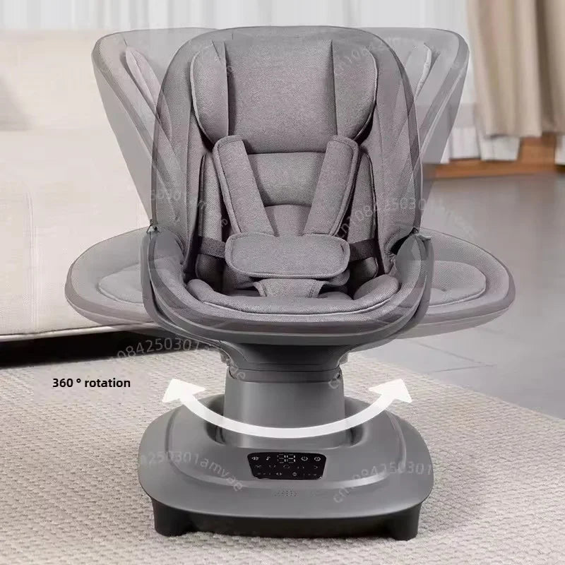 Chaise apaisante électrique connectée pour bébé – Transat à bascule de luxe avec application mobile (0–36 mois)