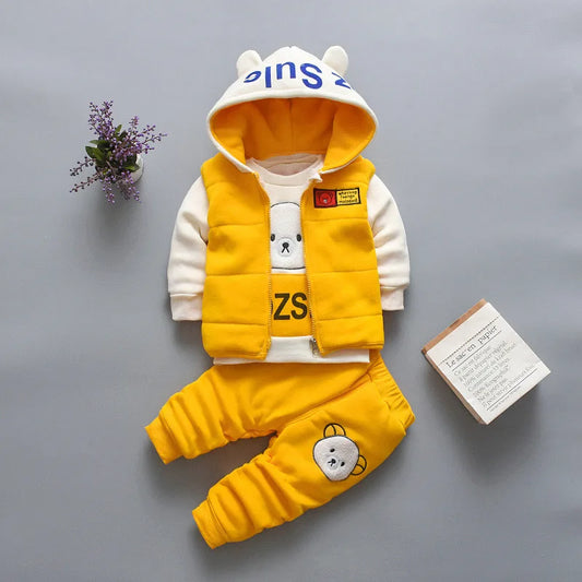 Ensemble Enfant Automne-Hiver – Gilet à Capuche Épais & Tenue Confort