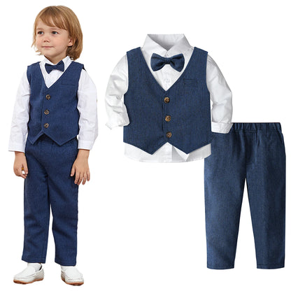 Garçons costume tenue ensemble enfant en bas âge vêtements de mariage enfants baptême pâques église vêtements infantile noël fête d'anniversaire cadeau noël 3 pièces