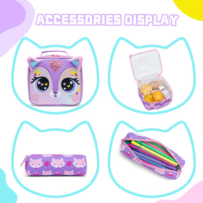 Sacs à dos pour enfants de 8 à 10 ans, 3 pièces, cartable d'école pour filles, mignon, avec boîte à déjeuner, trousse à crayons, ensemble de sacs à livres