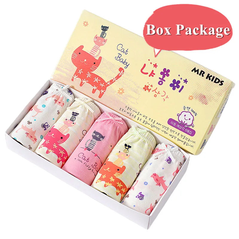 Lot de 5 culottes en coton pour filles (2–14 ans) – Sous-vêtements doux, confortables et respirants