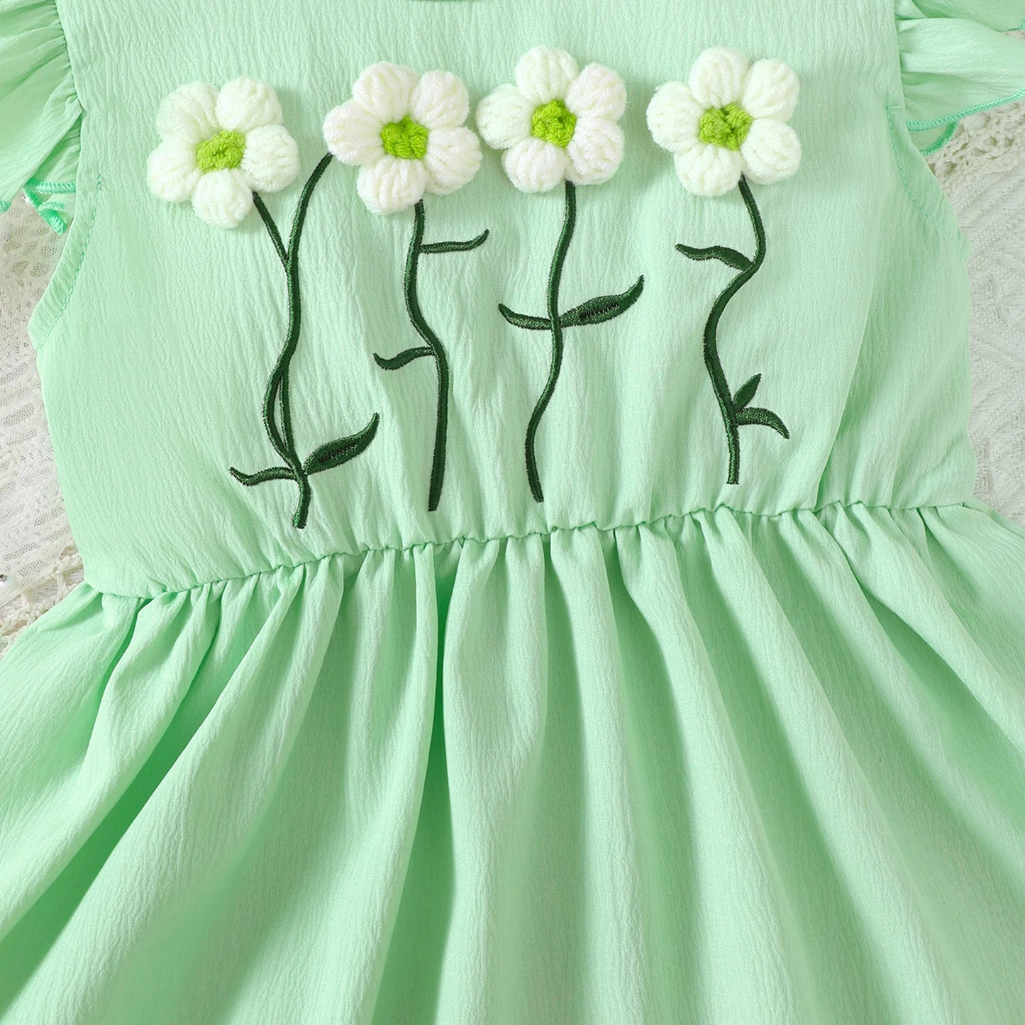 Robe Menthe Fleurie + Mini Sac – Tenue Princesse (Fille)