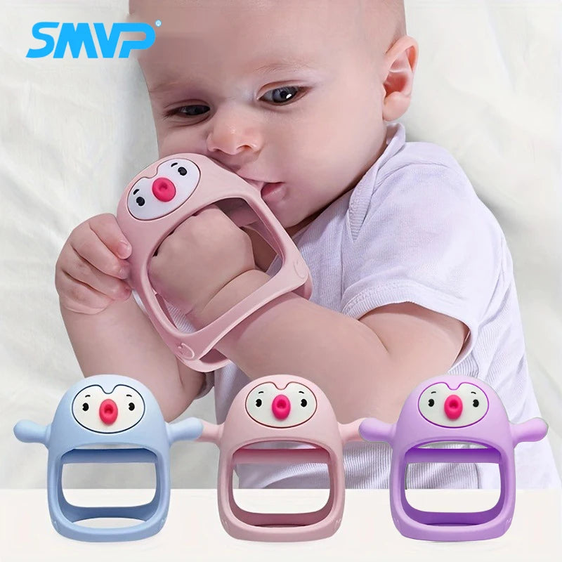 Anneau de dentition bébé en silicone – Prise facile anti-chute – Sans BPA – Doux et sécuritaire