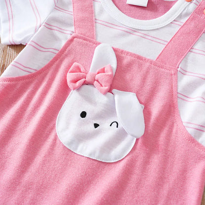 Tenue bébé été – Combinaison rose lapin, confortable et adorable