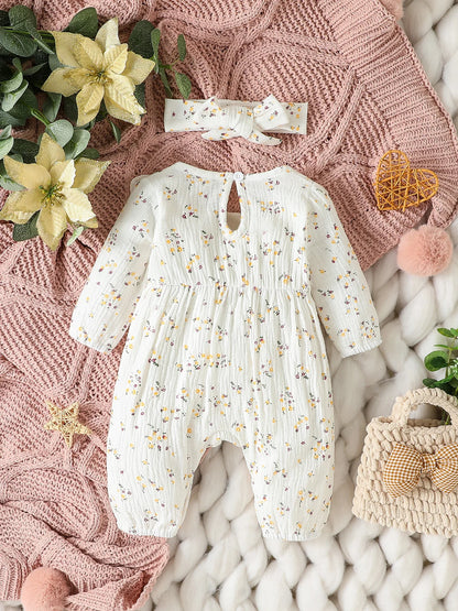 Combinaison Bébé Fille en Coton avec Nœud – Douce & Élégante