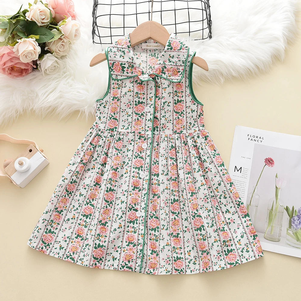 Robe Vintage Brodée Fleurie – Beige Crème (Fille)