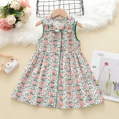 Robe Vintage Brodée Fleurie – Beige Crème (Fille)