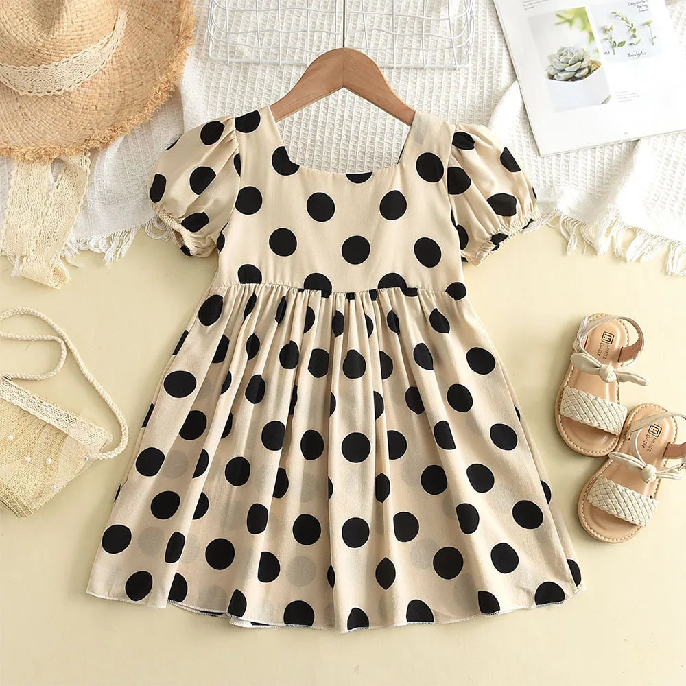 Robe Vintage Brodée Fleurie – Beige Crème (Fille)