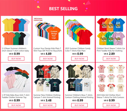 T-shirt d’été enfant unisexe en coton doux – Coupe classique