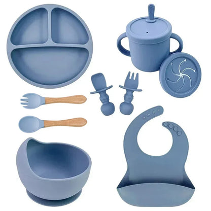 Ensemble repas enfant en silicone alimentaire – Assiette, bol, tasse & accessoires