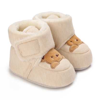 Chaussons Bébé Ourson en Coton Doux – Semelle Souple & Intérieur Moelleux