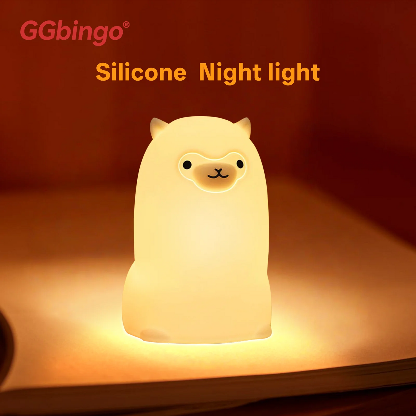 Veilleuse Alpaga Lumineux™ – Lampe LED RGB Tactile Rechargeable en Silicone Doux pour Bébé