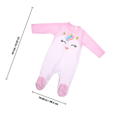 Pyjama licorne bébé fille en coton – Barboteuse à pieds manches longues