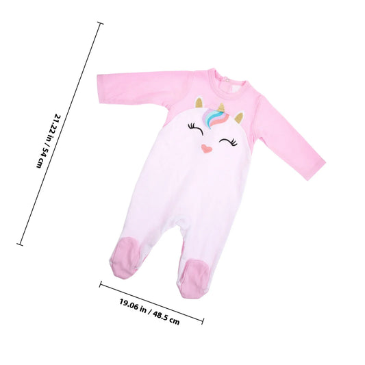 Pyjama licorne bébé fille en coton – Barboteuse à pieds manches longues
