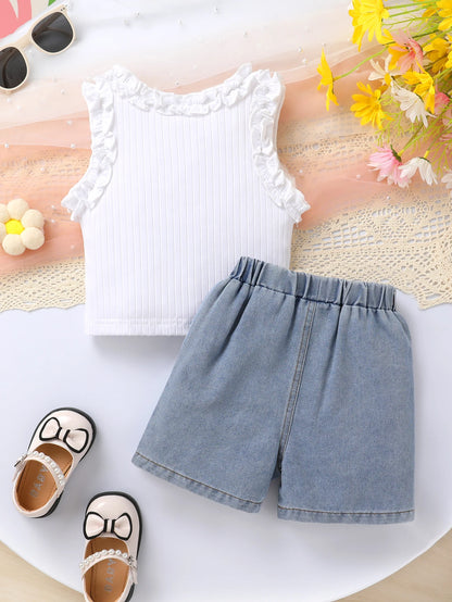 Ensemble Été Petite Princesse – Haut Fleuri & Short Élégant