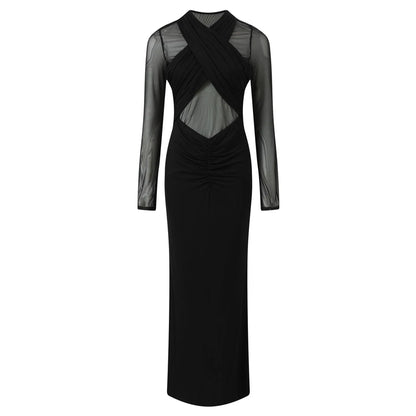 Robe Maternité Studio Luxe – Maille Transparente & Silhouette Sculptée