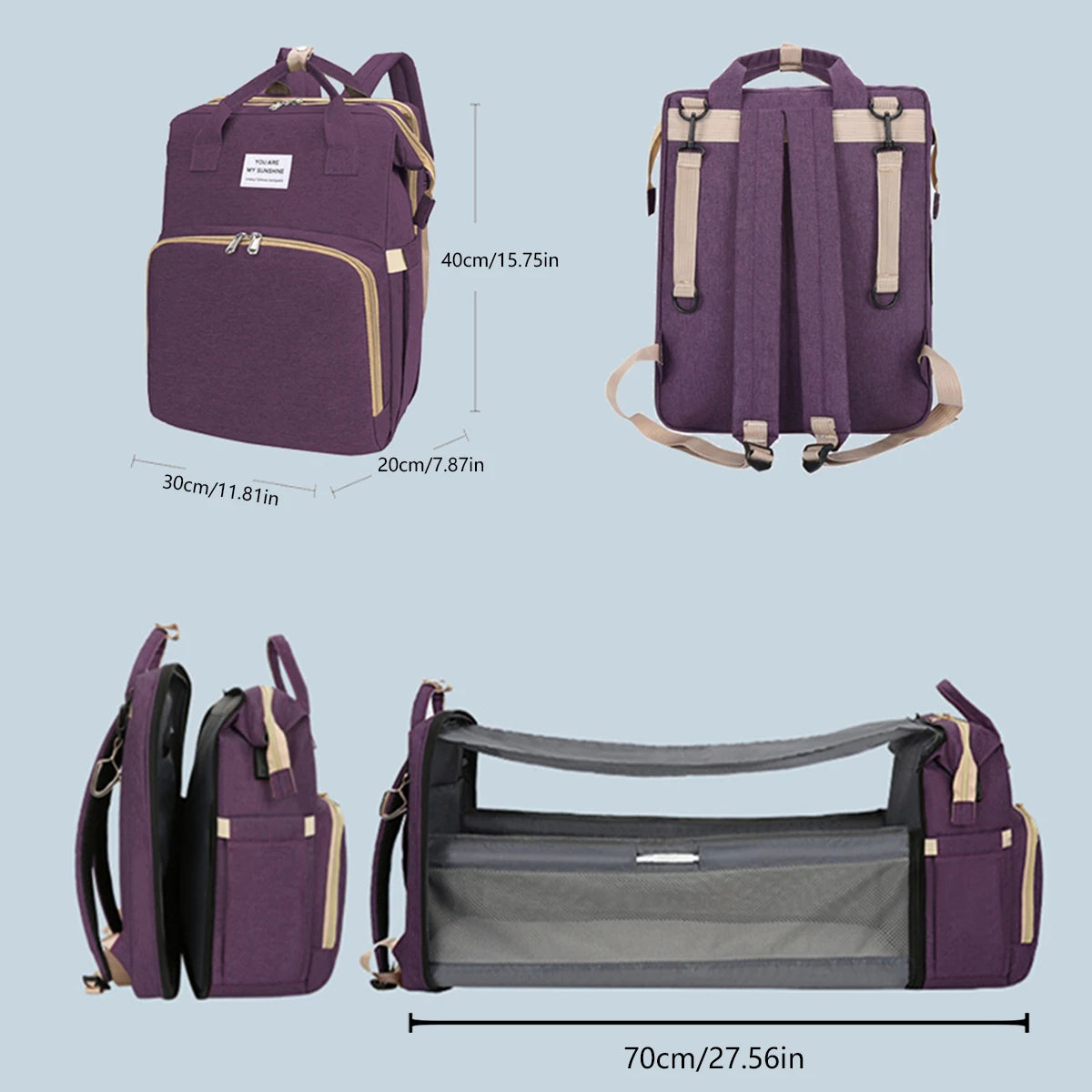 Sac à Dos Bébé Multifonction avec Lit Pliant – Sac à Langer Grande Capacité