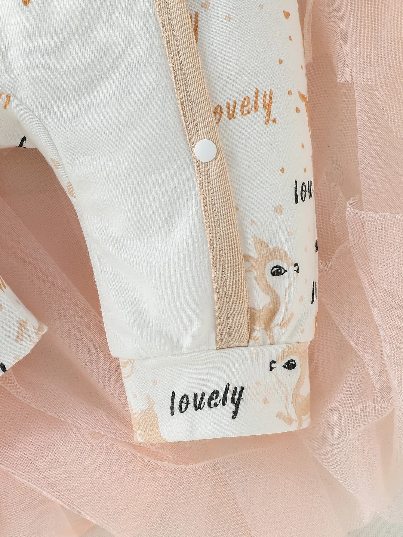 Ensemble bébé fille 4 pièces pastel à manches longues – Motif cerf – Toutes saisons
