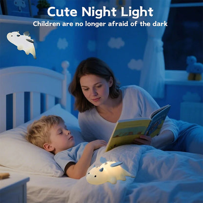 Veilleuse bébé dragon en silicone tactile rechargeable – Lampe de nuit douce pour chambre d’enfant