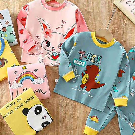 Ensemble de pyjamas en coton pour enfants, vêtements de nuit pour garçons et filles, vêtements de nuit pour enfants, vêtements de maison, vêtements de détente de dessin animé, automne et hiver