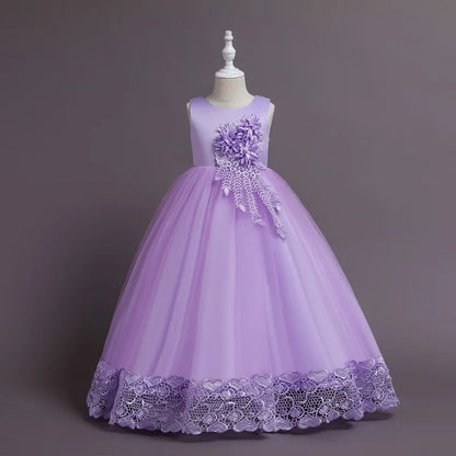 Robe de Princesse en Tulle & Dentelle – Cérémonie & Fête pour Fille (7–13 ans)