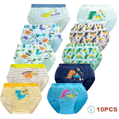 Sous-vêtements triangulaires en coton pour enfants, slips de haute qualité pour garçons, motif dinosaure, culottes douces et respirantes, 5/10 pièces