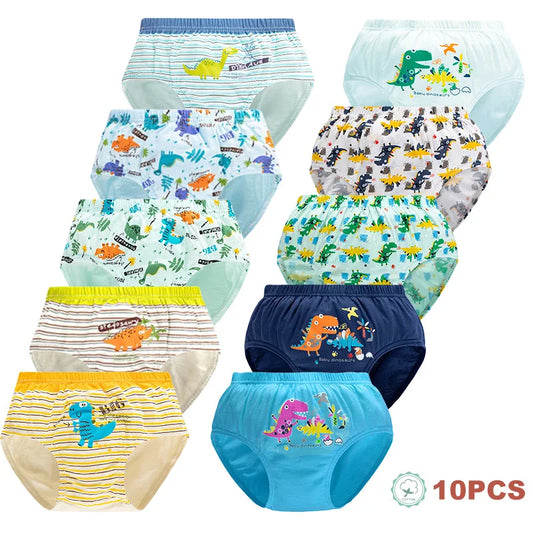 Sous-vêtements triangulaires en coton pour enfants, slips de haute qualité pour garçons, motif dinosaure, culottes douces et respirantes, 5/10 pièces