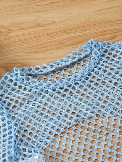 Ensemble 3 pièces d’été fille – Top mesh + Débardeur + Jupe/Short (7–13 ans)