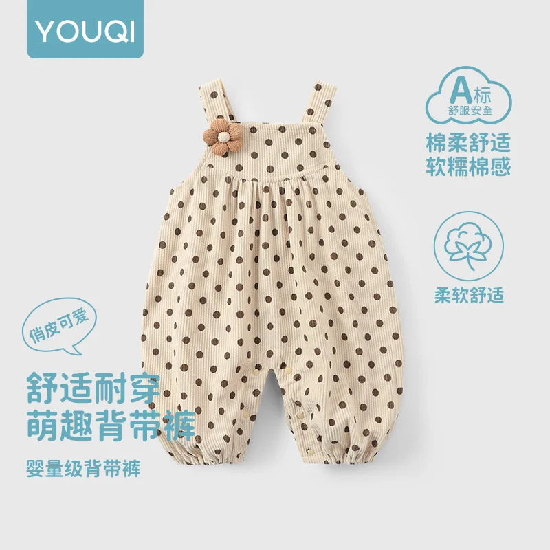 Salopette Bébé Unisexe à Pois – Style Vintage (1–3 ans)