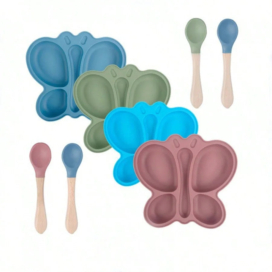 Pack Repas Bébé Zéro Dégât – Assiette Silicone Antidérapante + Bavoir | Spécial Parents