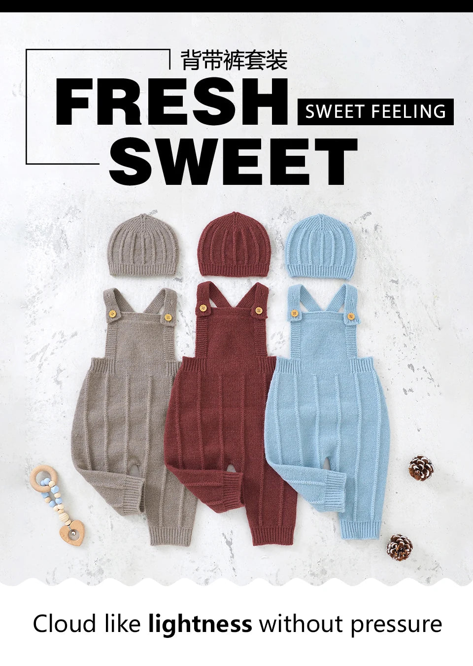 Ensemble Bébé Douceur Naturelle – Salopette Tricotée & Haut Coton