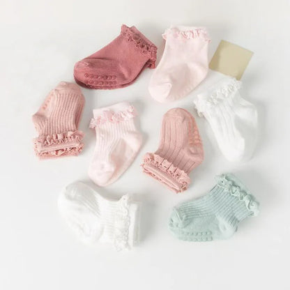 Lot de 4 Chaussettes Bébé Antidérapantes – Douces & Chaudes