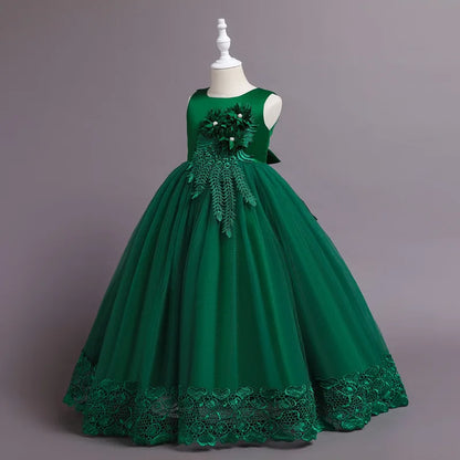 Robe de Princesse en Tulle & Dentelle – Cérémonie & Fête pour Fille (7–13 ans)