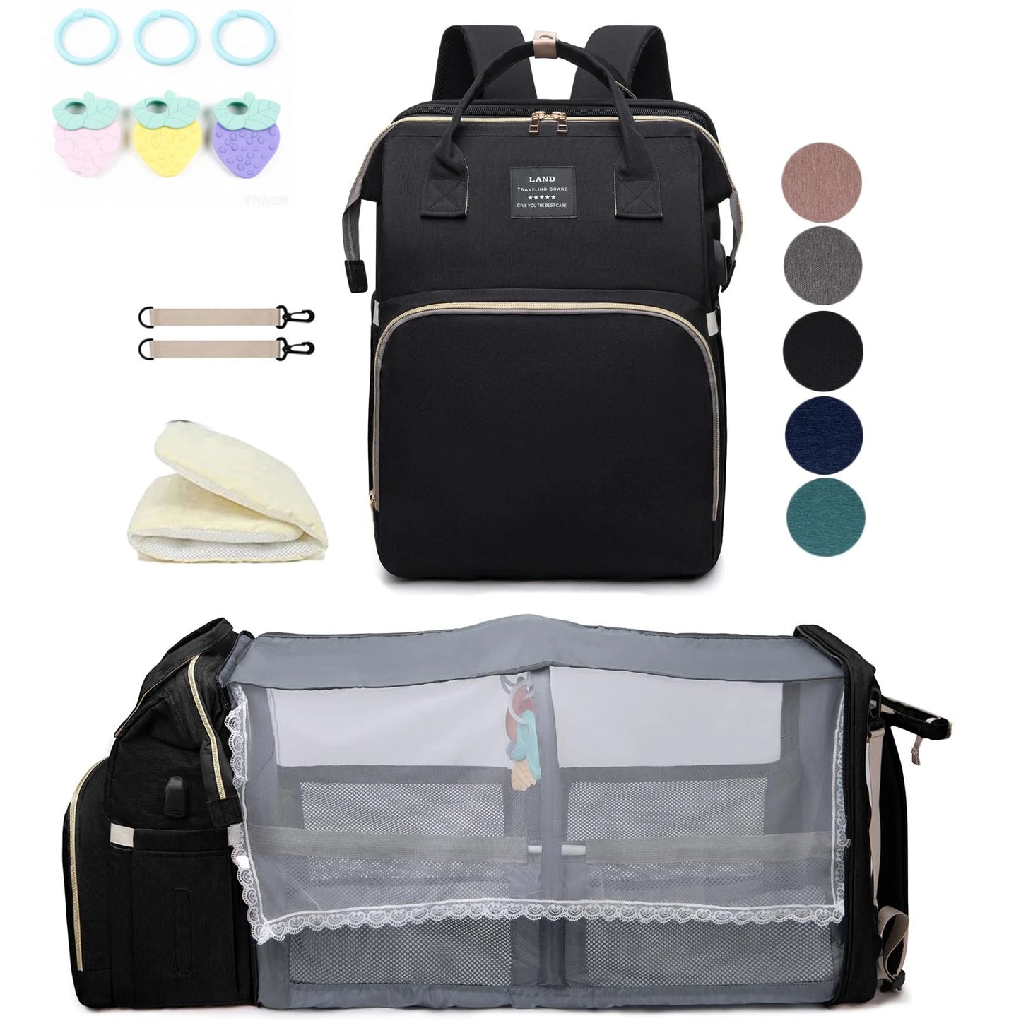 Sac à Dos Bébé avec Lit Pliable Intégré – Sac à Langer Multifonction pour Parents