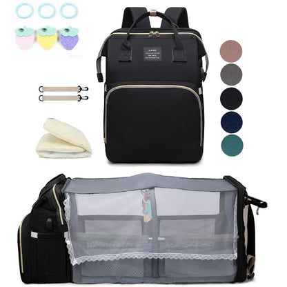 Sac à Dos Bébé avec Lit Pliable Intégré – Sac à Langer Multifonction pour Parents