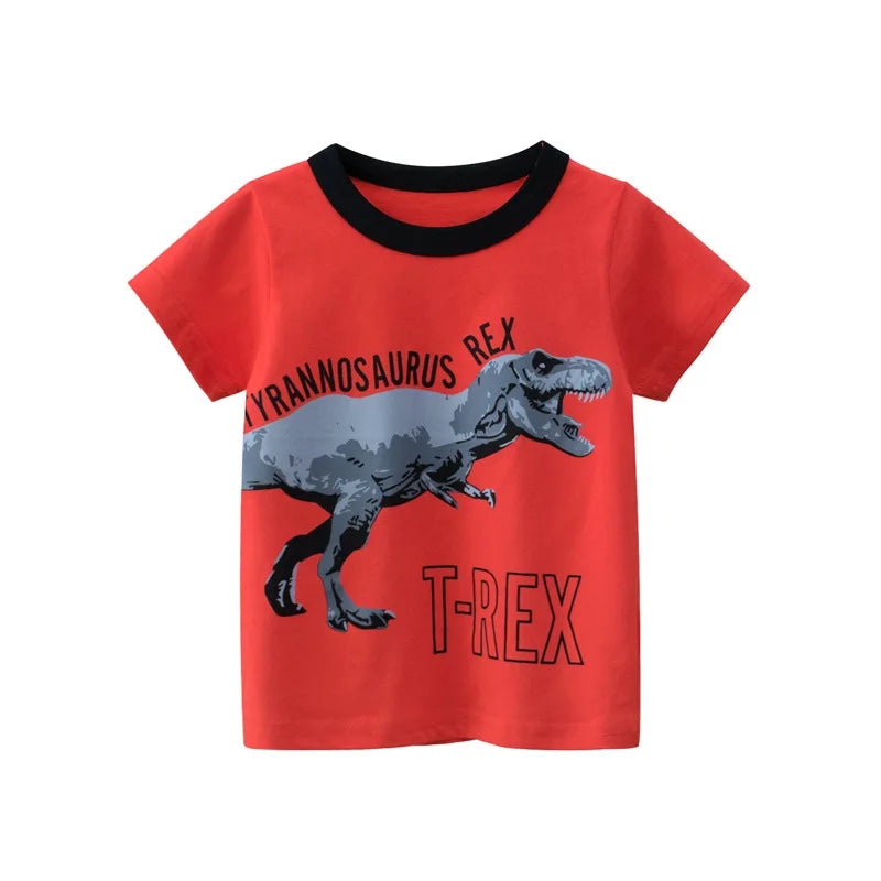 OLEKID 2025 Summer Children Boys Clothing Printed Cartoon Boys T-Shirts 2-8 Years Kids Baby Boy Tops Short Sleeve Toddler Tees