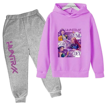 Ensemble Sweat à Capuche & Pantalon Enfant – Style K-Pop Demon Hunters (Ados)   14+